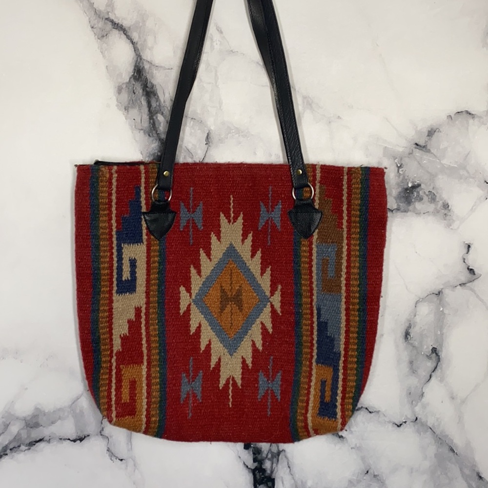 EL PASO southwestern wool saddle blanket tote bag - Picture 3 of 7